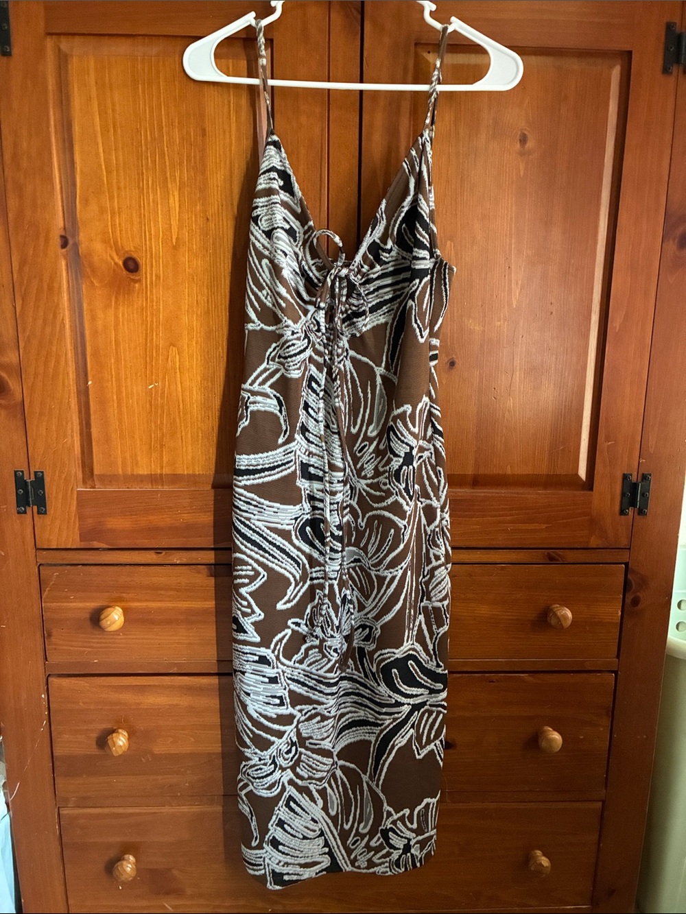 Zara size small Brown Floral Tie-Front Sundress